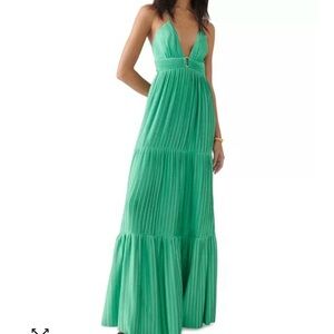 Ba&sh Elegant Boho Green Maxi Dress